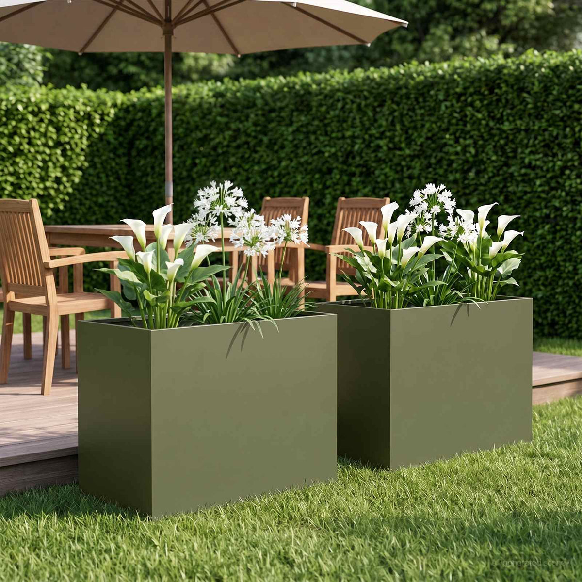 Macetero De Jardín 2 Uds. Verde Oliva 50 X 40 X 50 Cm_1