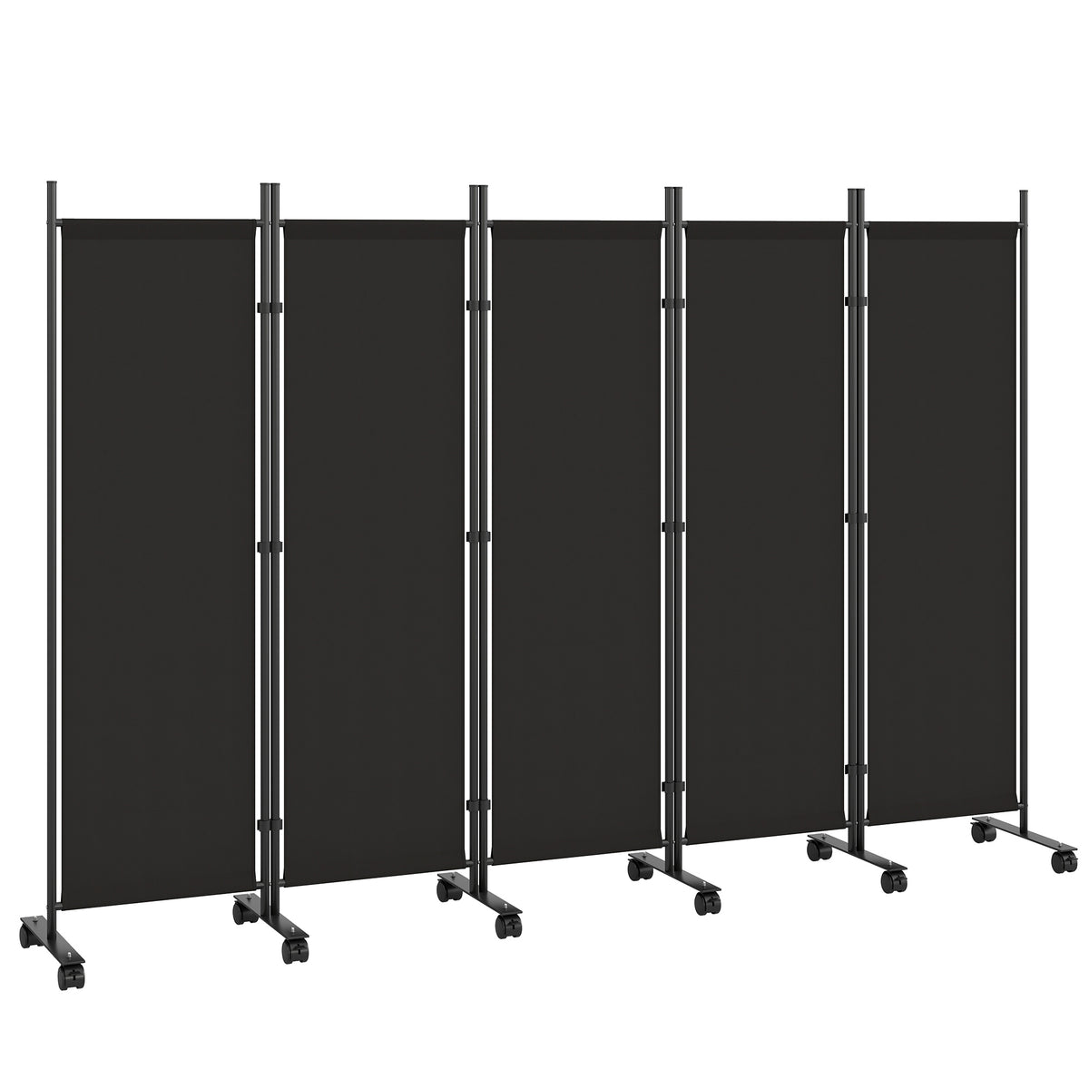 Biombo Plegable Outsunny Acero, Poliéster Negro 252x40x170 Cm_0