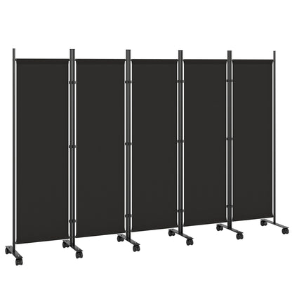 Biombo Plegable Outsunny Acero, Poliéster Negro 252x40x170 Cm_0