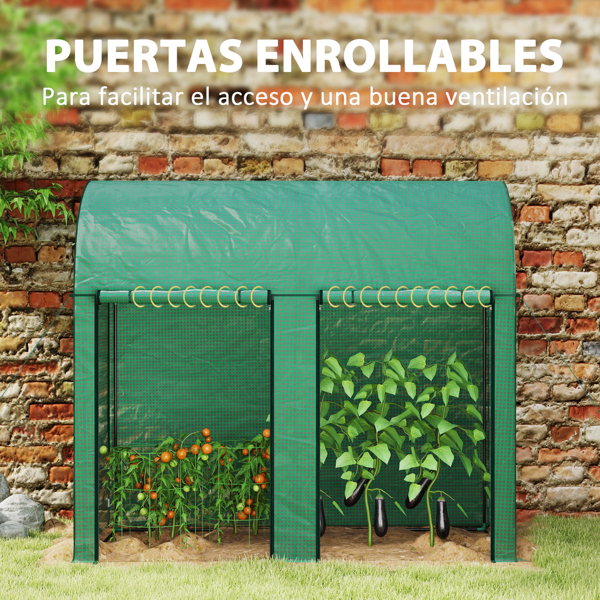 Invernadero De Jardín Outsunny Pe, Acero Verde 200x100x178 Cm 84h-064v00gn_5