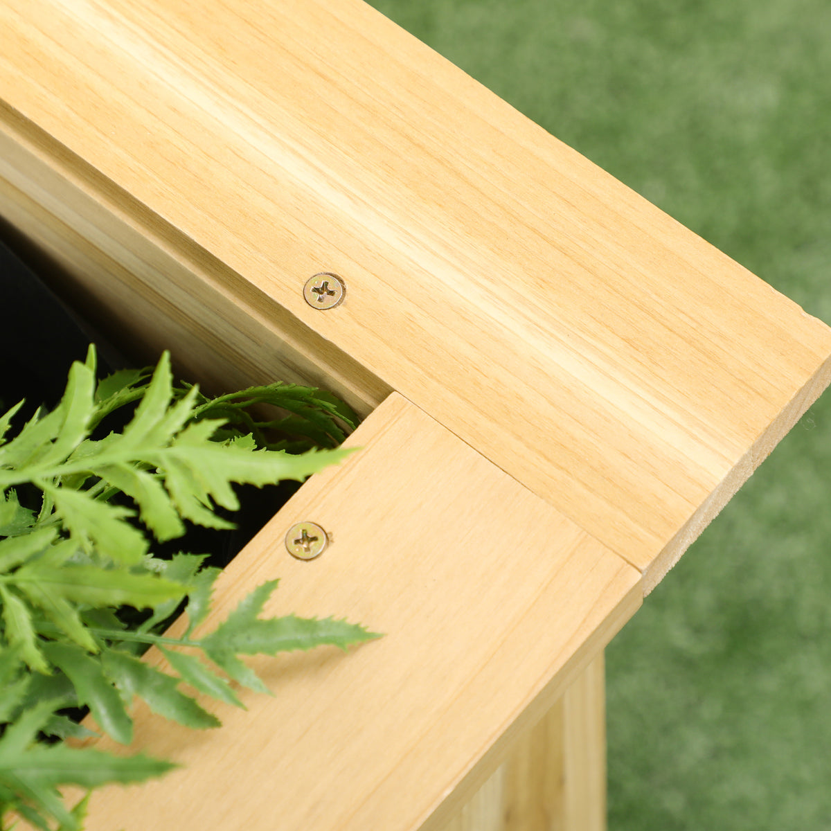 Jardinera Outsunny Madera De Abeto Madera Natural 120x120x50 Cm_3