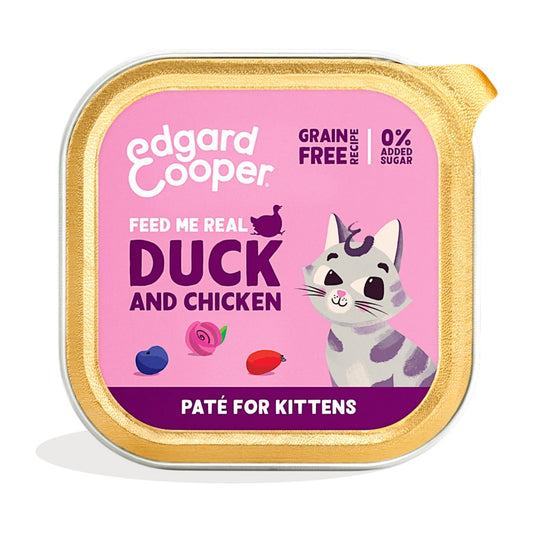 Comida húmeda gatos paté Tarrina Kitten Pato y Pollo Edgard & Cooper 85 g