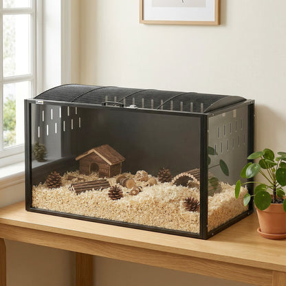 Jaula Para Hámster Pawhut Acero, Acrílico Negro 105x51x53 Cm_1