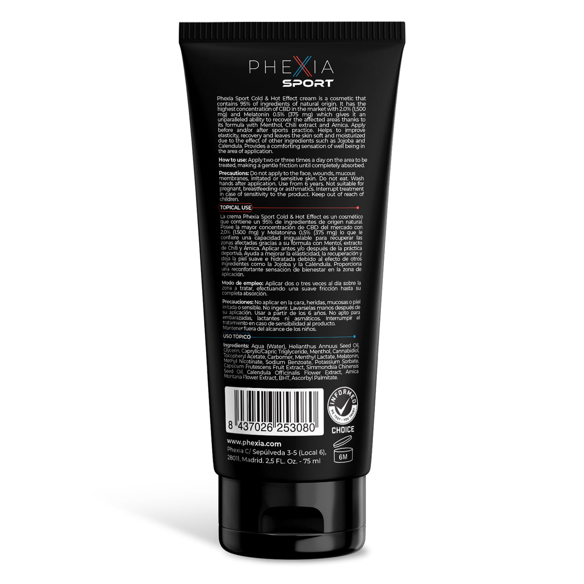 CBD y Melatonina Efecto Frío-Calor Mayday, Phexia, 75 ml