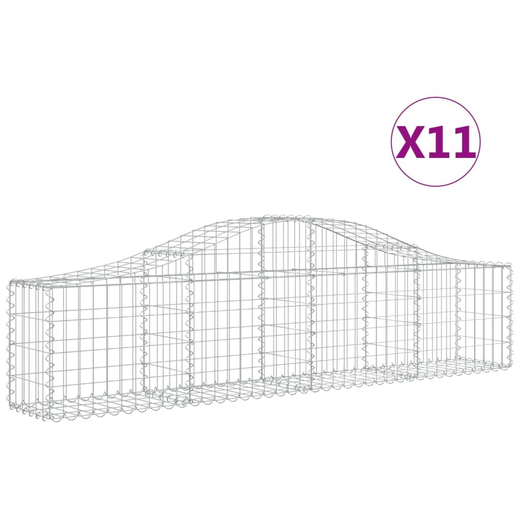 Cestas De Gaviones 11 Uds Forma De Arco Hierro 200x30x40/60 Cm_0