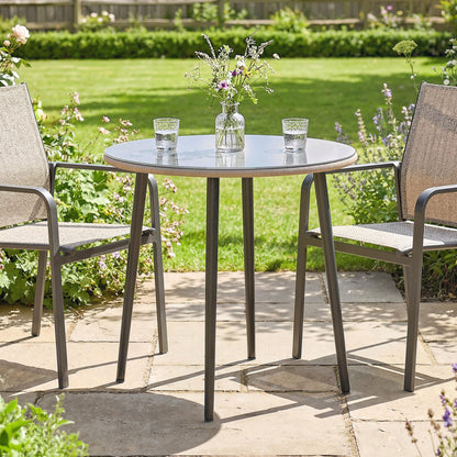 Mesa Comedor Jardín Outsunny Acero, Vidrio Templado Gris 80x80x74 Cm_1
