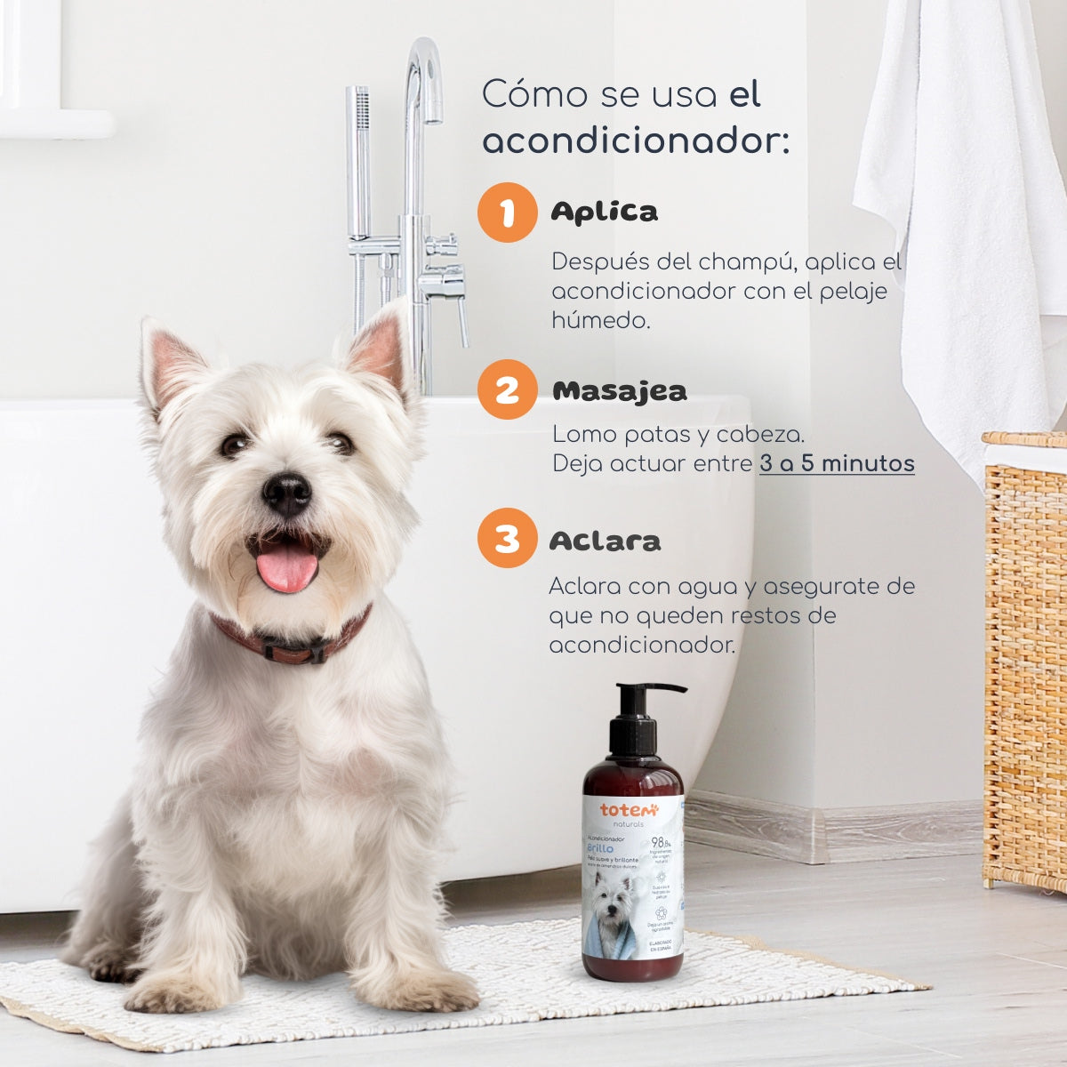 Acondicionador natural para perros suavidad y brillo Totem Naturals 250 ml