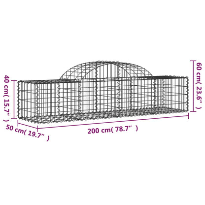 Cestas De Gaviones 25 Uds Forma De Arco Hierro 200x50x40/60 Cm_5