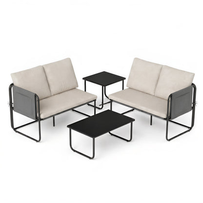 Muebles De Jardín Outsunny Acero, Textilene Caqui 113x64x71 Cm_5