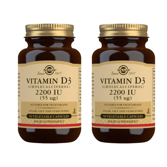 Pack 2x Vitamina D3  2200 UI, Solgar, 50 cápsulas vegetales