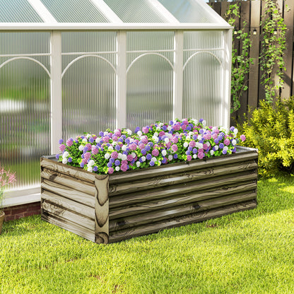Jardinera Exterior Outsunny Acero Galvanizado Madera Natural 180x90x57.5 Cm_3