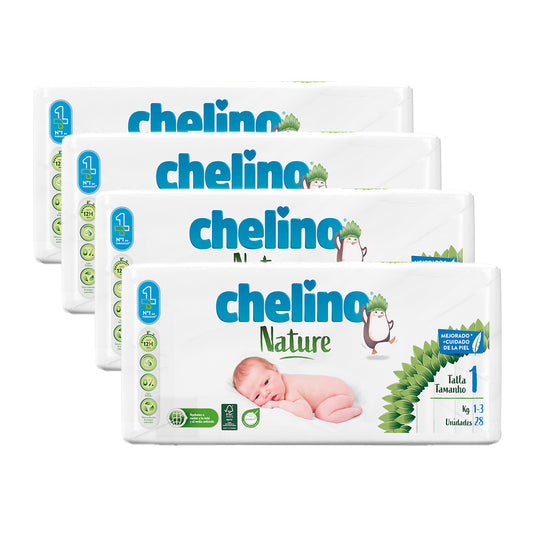 Pack ahorro Pañales T1 1-3 kg Chelino Nature 112 Uds