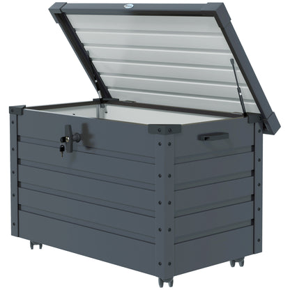 Baúl De Exterior Outsunny Acero Galvanizado Gris Oscuro 100x62x65 Cm 84g-187v00cg_0