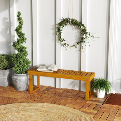 Banco De Jardín Outsunny Madera De Pino Teca 120x34x43 Cm_1