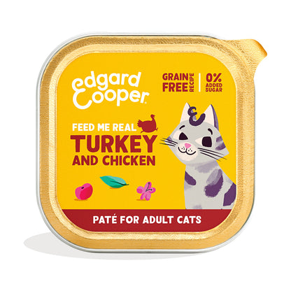 Comida húmeda gatos paté Tarrina Pavo y Pollo Edgard &amp; Cooper 85 g