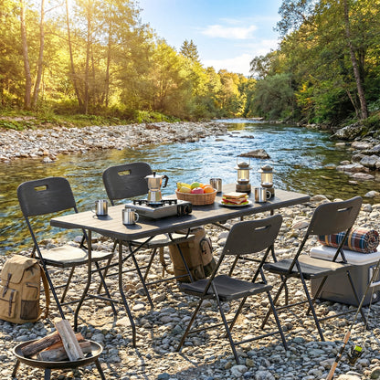 Conjunto Para Camping Outsunny Hdpe, Metal Negro 180x74x74 Cm_4