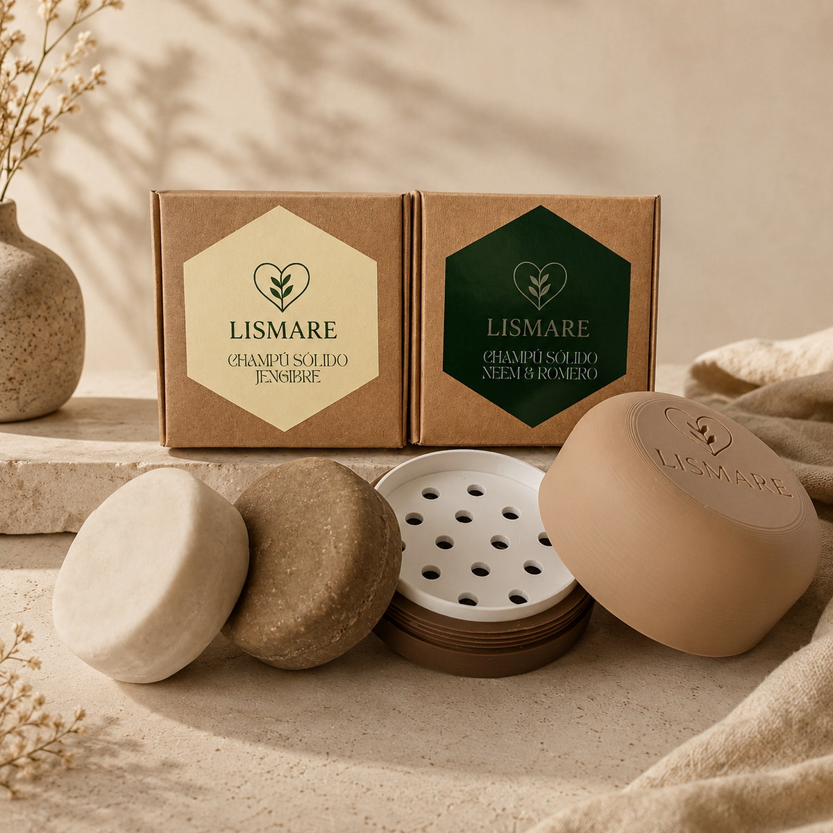 Jabonera para champú sólido con tapa de rosca y drenaje – viaje y gimnasio – Lismare_5
