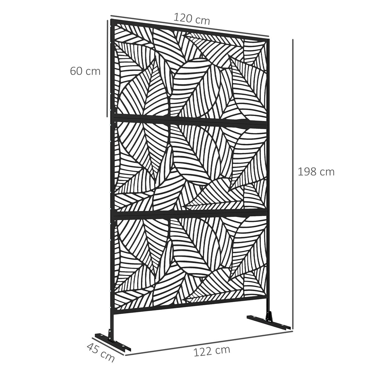 Biombo Para Exterior Outsunny Acero Negro 122x45x198 Cm_2