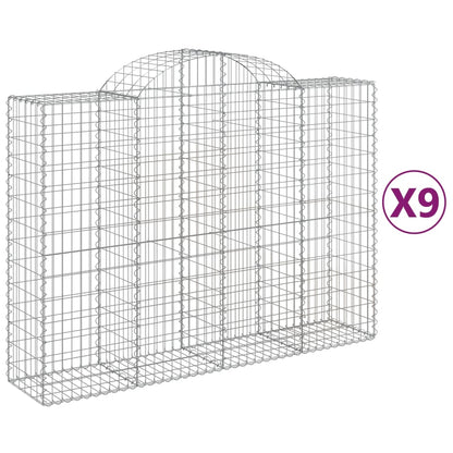 Cestas Gaviones 9 Uds Forma De Arco Hierro 200x50x140/160 Cm_0