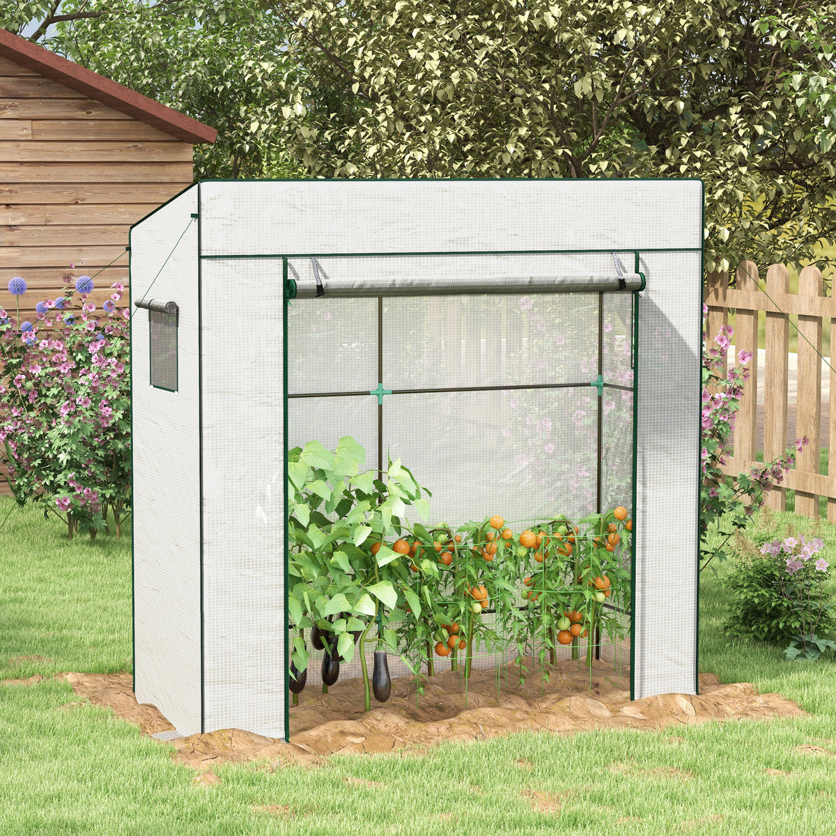 Invernadero Outsunny Acero, Pe Blanco 196x77x197 Cm_4