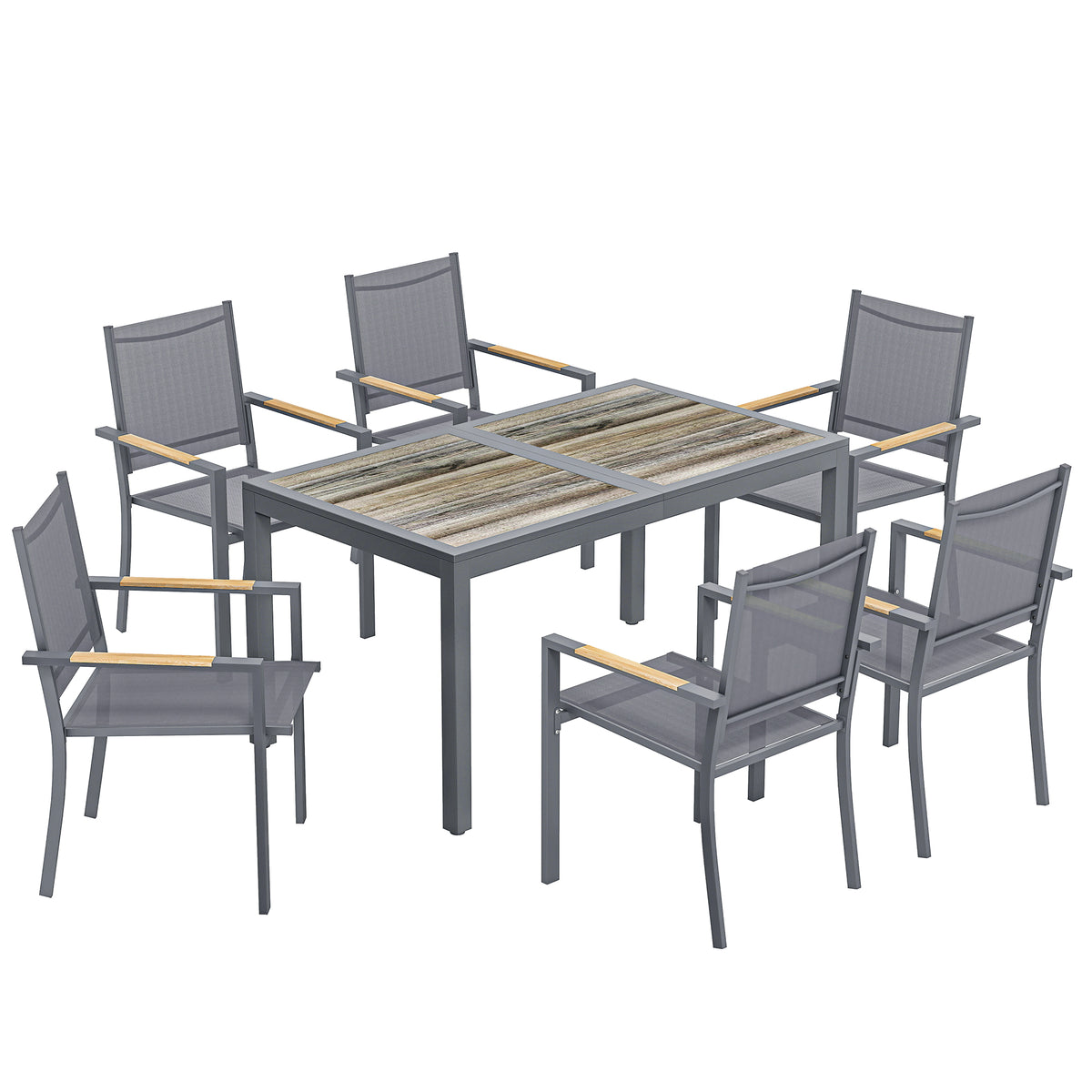 Conjunto De Jardín Outsunny Acero Galvanizado, Textilene Gris Oscuro 140x80x72 Cm_0