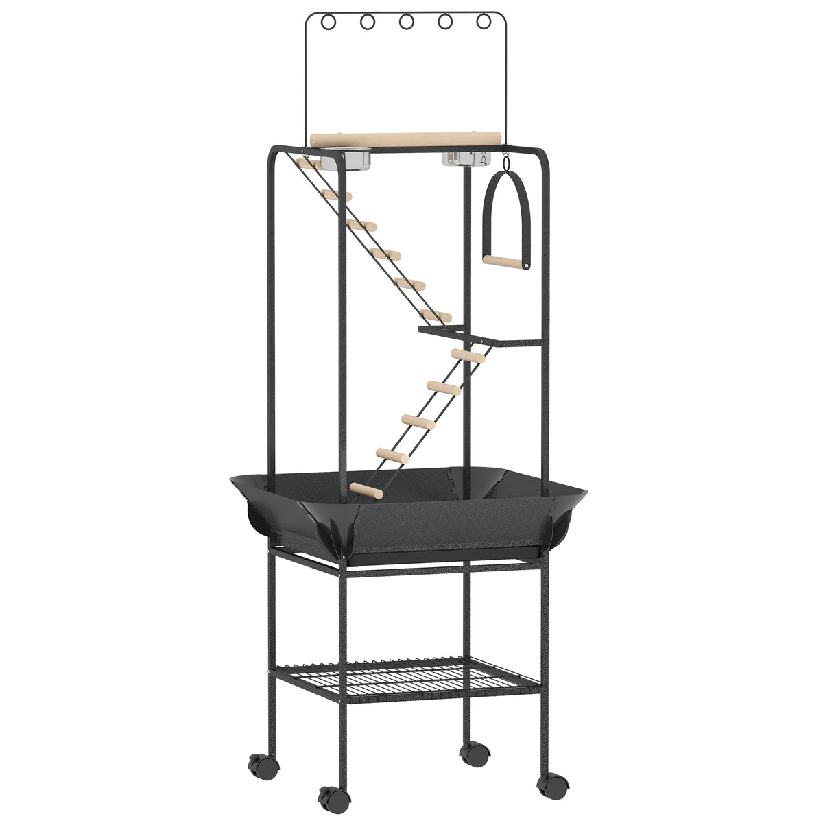Soporte Para Pájaros Pawhut Acero Gris Oscuro 63x63x163 Cm_0