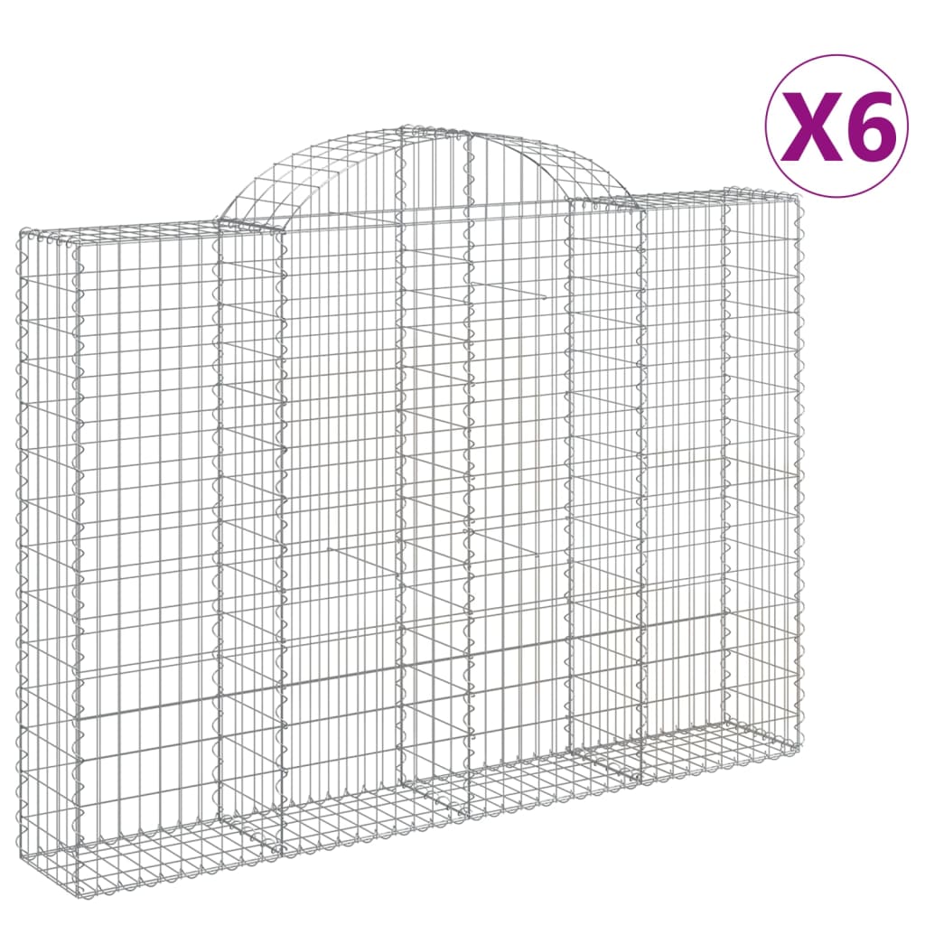 Cestas Gaviones 6 Uds Forma De Arco Hierro 200x30x140/160 Cm_0