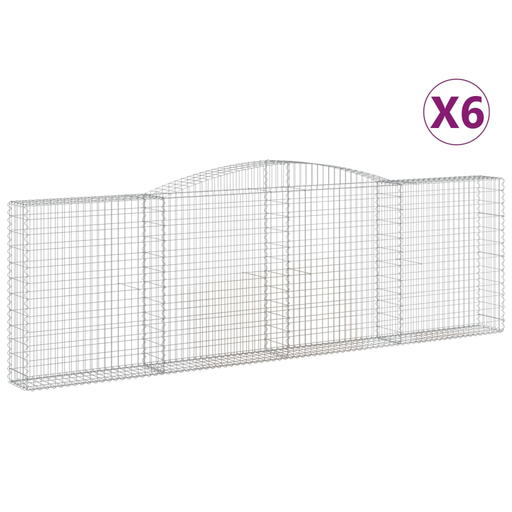 Cestas De Gaviones 6 Uds Forma De Arco Hierro 400x30x120/140 Cm_0