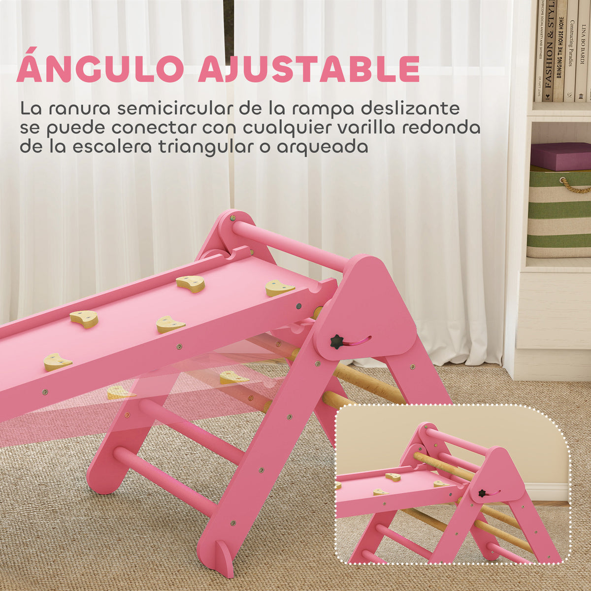 Triángulo De Escalada Aiyaplay Madera De Álamo, Madera De Pino Rosa 188x70x59 Cm 331-097v00pk_5