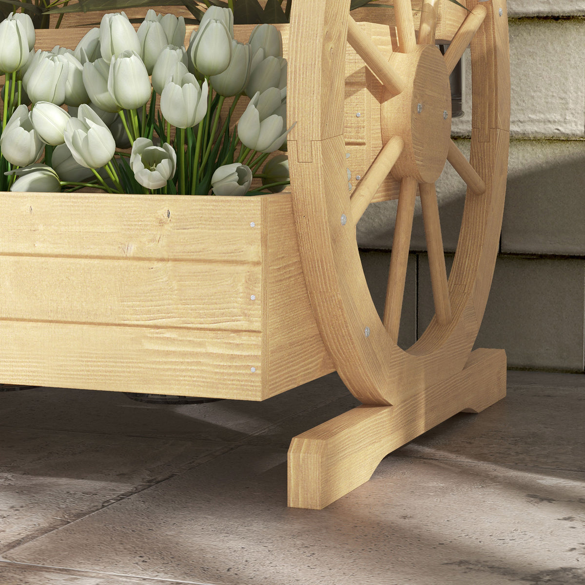 Jardinera Outsunny Madera De Abeto Madera Natural 61x62x57 Cm_4