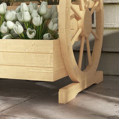 Jardinera Outsunny Madera De Abeto Madera Natural 61x62x57 Cm_4