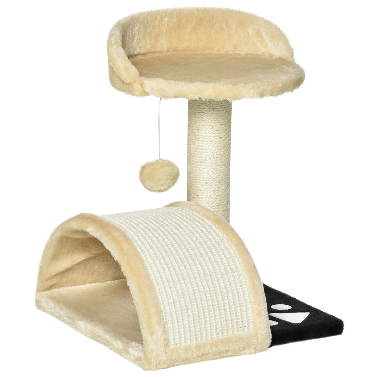 Pawhut Árbol Rascador Para Gatos 2 Niveles Con Poste Tablero Para Rascar Beige_1