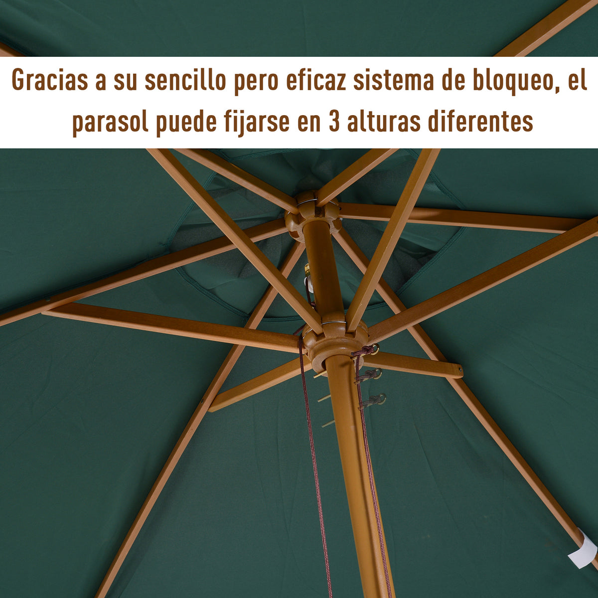 Parasol De Jardín Outsunny Verde Oscuro Ø250x230 Cm_5