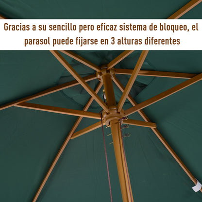 Parasol De Jardín Outsunny Verde Oscuro Ø250x230 Cm_5