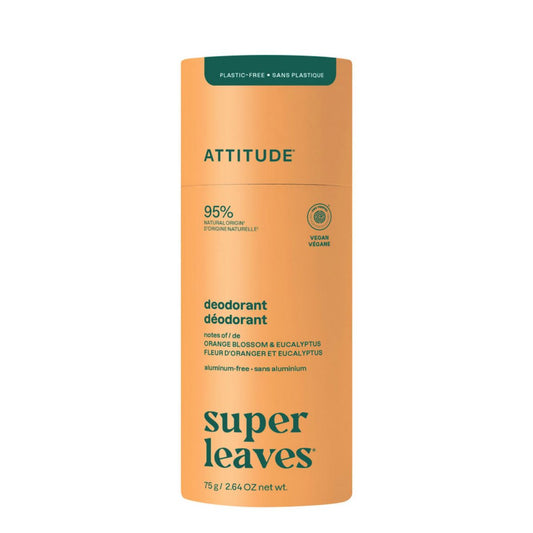 Super leaves Desodorante - Flor de azahar y eucalipto - plastic free, Attitude, 75g