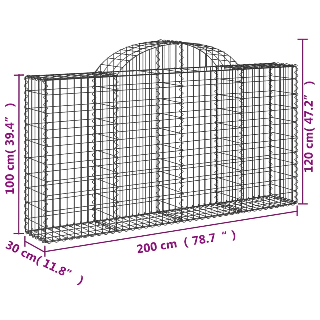 Cestas De Gaviones 10 Uds Forma Arco Hierro 200x30x100/120 Cm_5
