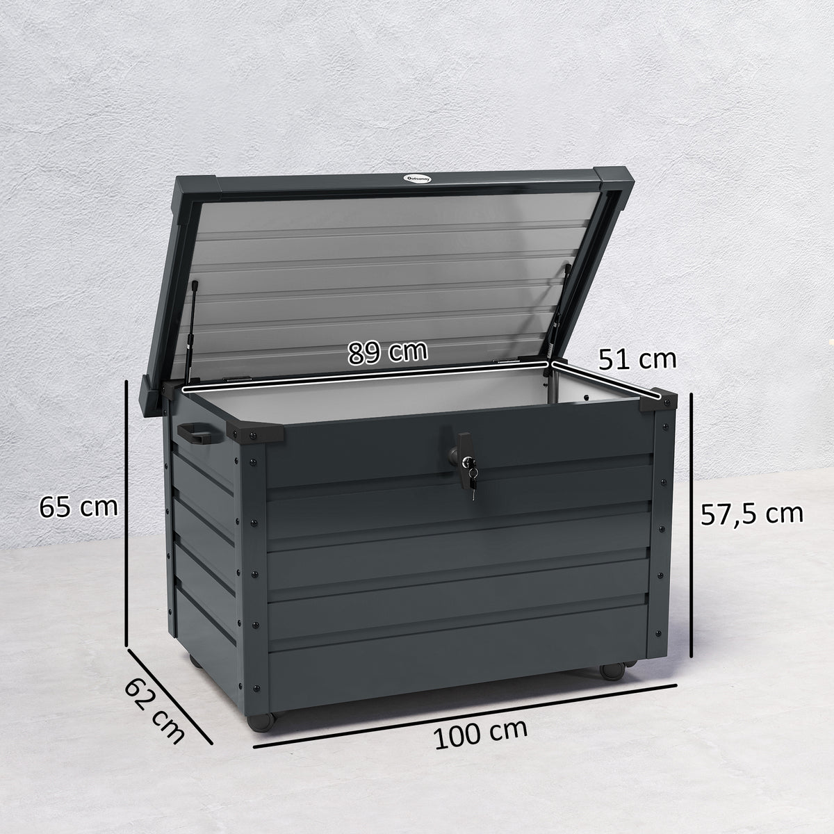 Baúl De Exterior Outsunny Acero Galvanizado Gris Oscuro 100x62x65 Cm 84g-187v00cg_2