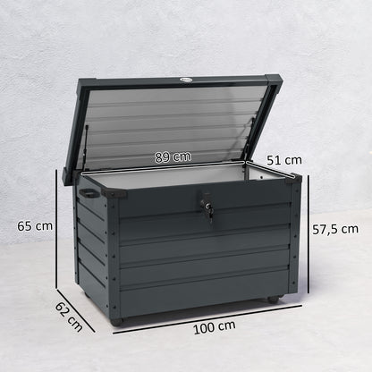 Baúl De Exterior Outsunny Acero Galvanizado Gris Oscuro 100x62x65 Cm 84g-187v00cg_2