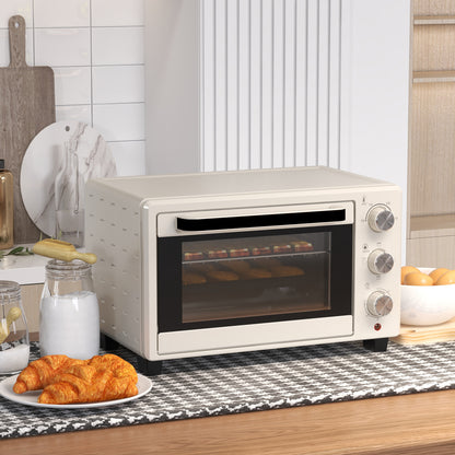 Horno Eléctrico Homcom Metal, Vidrio Templado Crema 46x38.5x29 Cm_4