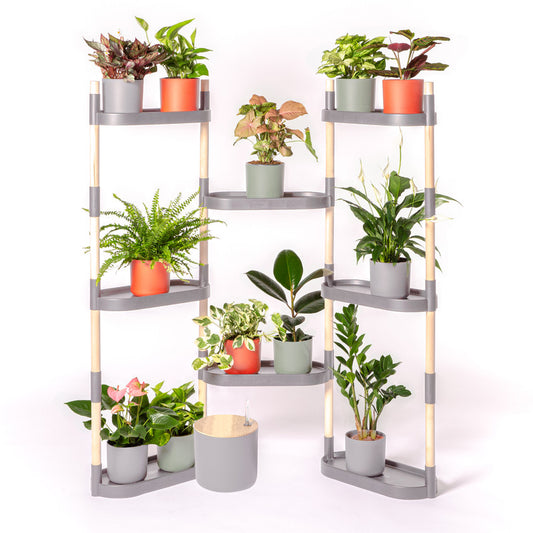 Soporte Modular Citysens De 8 Bandejas – Gris, Polipropileno 100% Reciclado Y Madera Ecológica Pefc_0