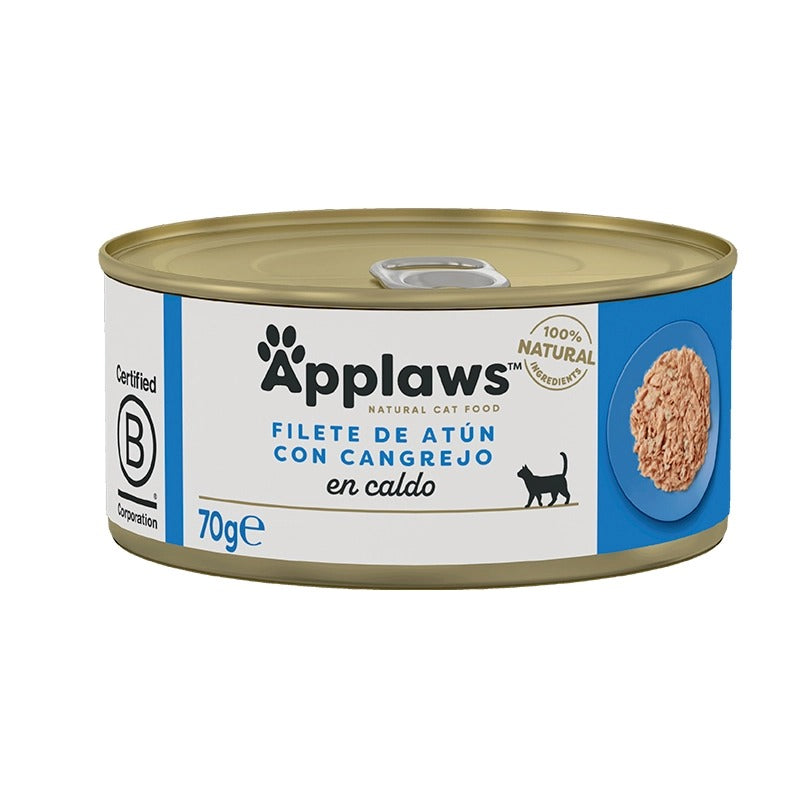 Comida húmeda para gatos natural grain free Lata Atún y cangrejo- Applaws Cat 70 g