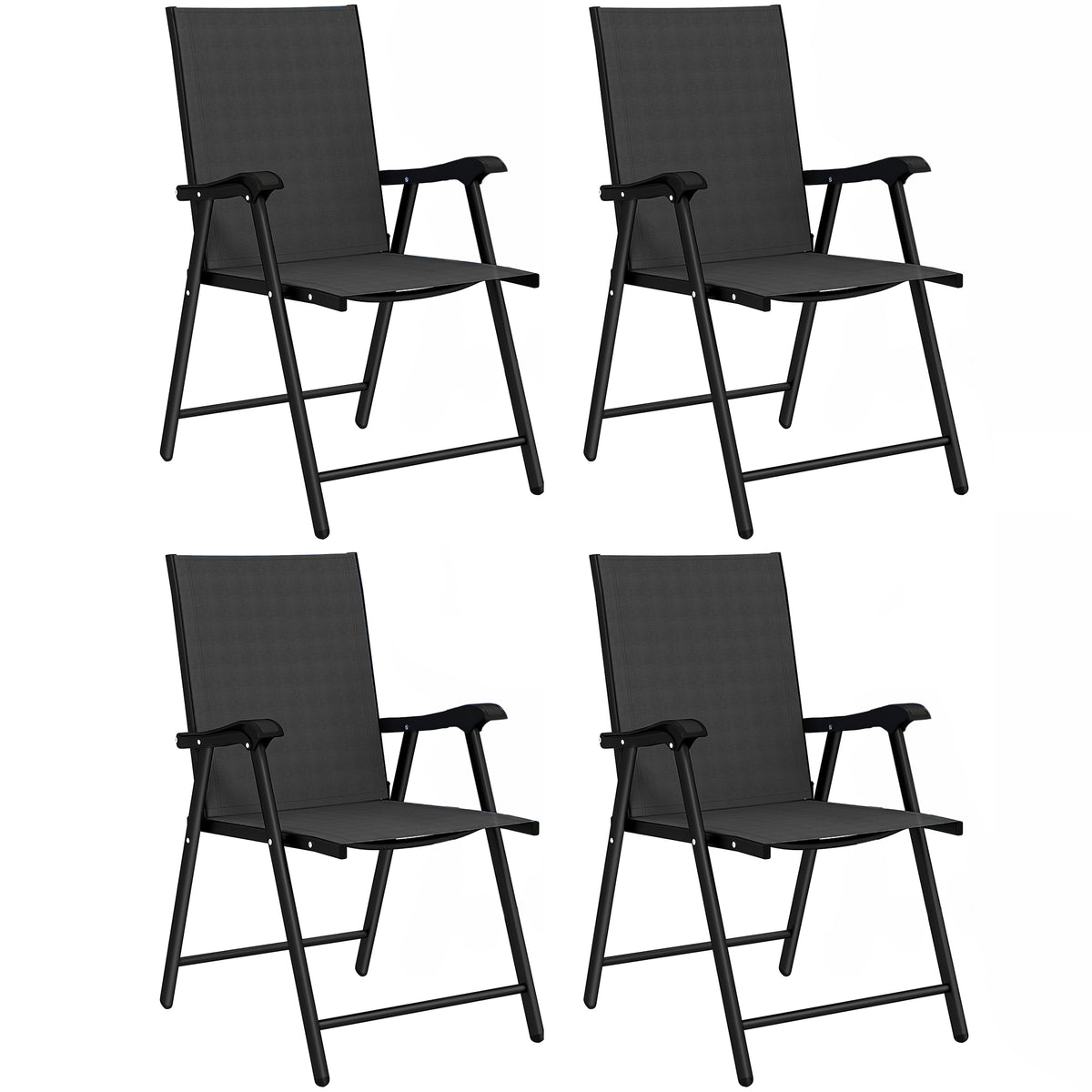 Sillas Plegables Outsunny Acero, Textilene Negro 62x58x97 Cm_0