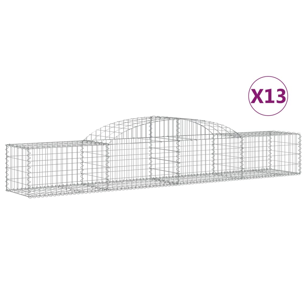 Cestas De Gaviones 13 Uds Forma De Arco Hierro 300x50x40/60 Cm_0