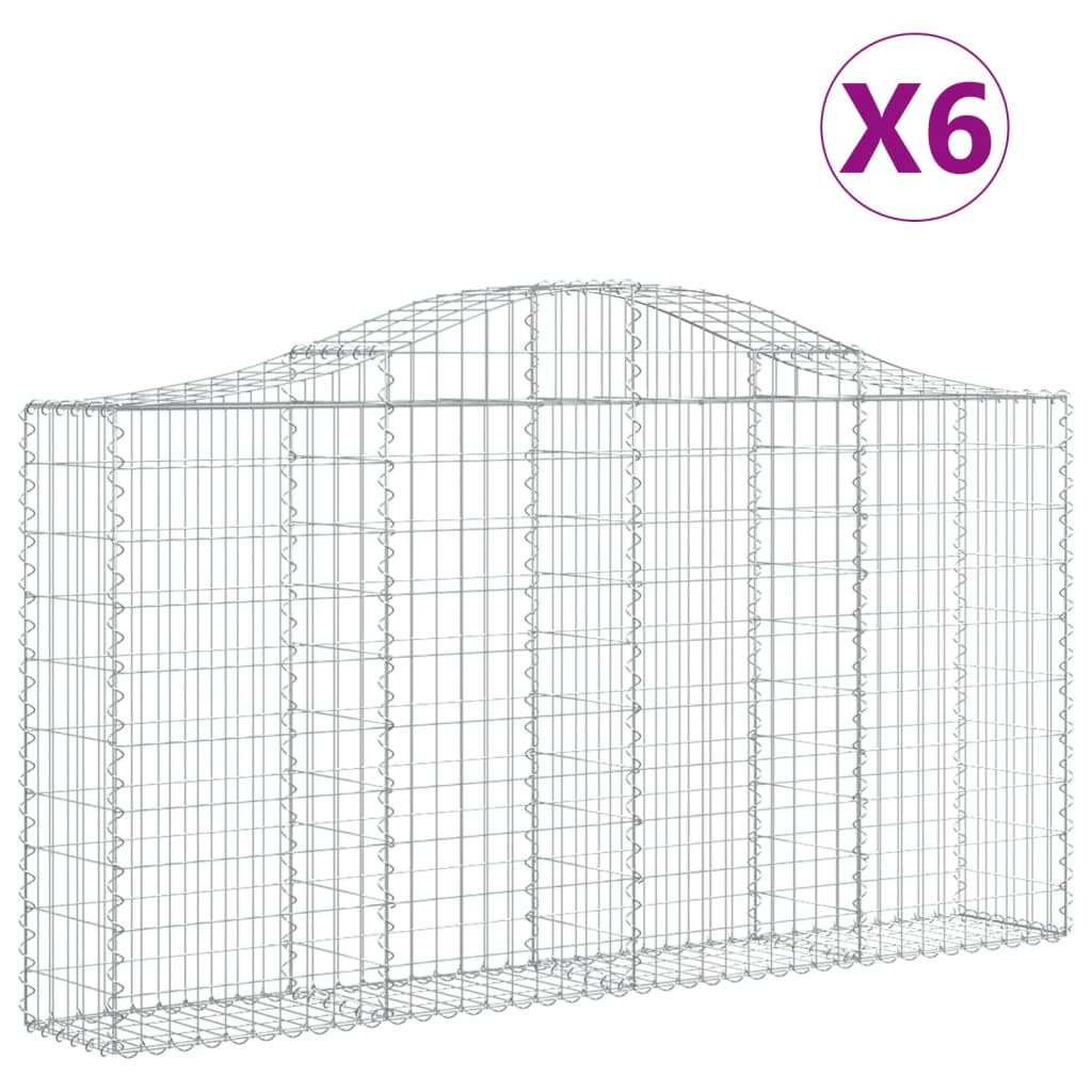 Cestas De Gaviones 6 Uds Forma De Arco Hierro 200x30x100/120 Cm_0