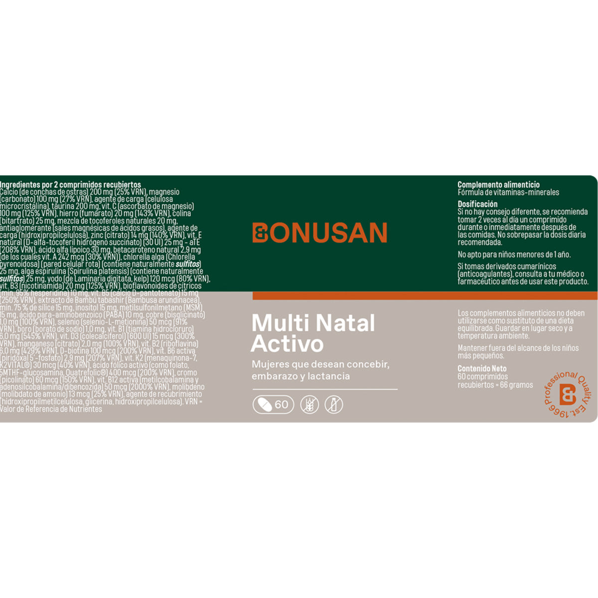 Pack 2x Multi Natal Activo, Bonusan, 60 Tabletas