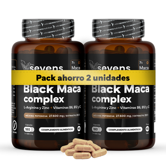 Pack 2x Maca Negra Con L-arginina Y Zinc + Vitaminas B6, B12 Y C. Reduce El Cansancio Y Aumenta Energía_0