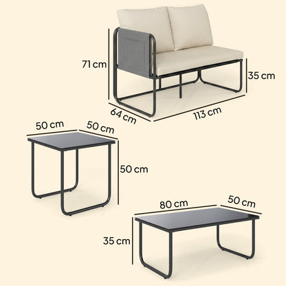 Muebles De Jardín Outsunny Acero, Textilene Caqui 113x64x71 Cm_2