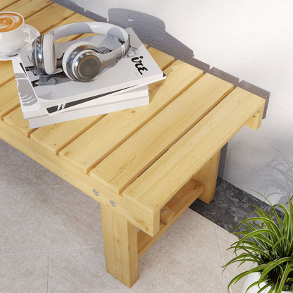 Banco De Jardín Outsunny Madera De Abeto Madera Natural 110x38x35 Cm_4
