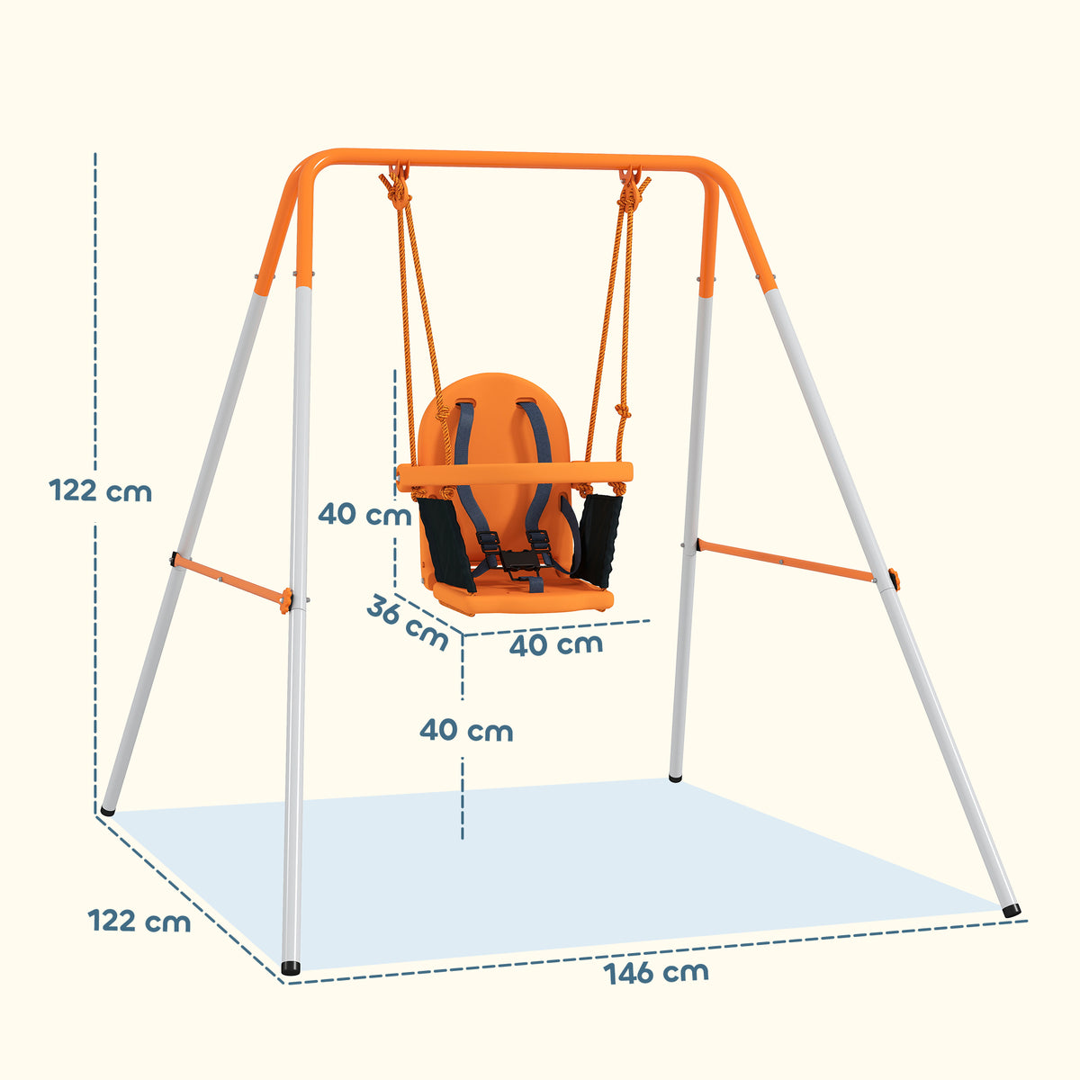 Columpio Para Bebés Outsunny Acero, Pe Naranja 122x146x122 Cm_2