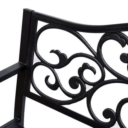 Banco De Jardín Outsunny Acero Negro 127x60x89 Cm_3